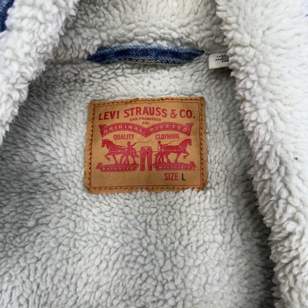 Levi's Denim Sherpa Snap Button Jacket Size L - Picture 3 of 5